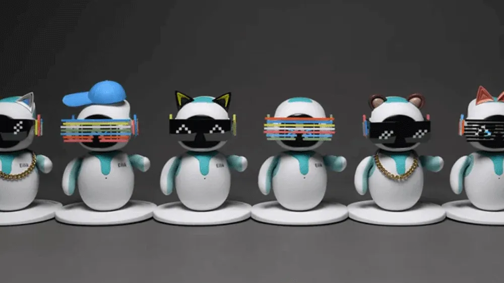 Eilik robot dancing in game mode with bright LED face